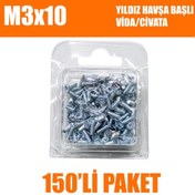 Resim Site Hırdavat M3X10 Yıldız Havşa Başlı Vida/civata 150 Adet 