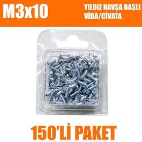 Resim Site Hırdavat M3X10 Yıldız Havşa Başlı Vida/civata 150 Adet 