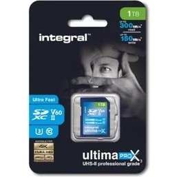 Resim İntegral Integral 1 Tb Uhs-Iı Sd Kart V60 300 Mb/s'ye Kadar Okuma ve 150 Mb/s'ye Kadar Yazma Hızı Sdxc Profesyonel Yüksek Hızlı Hafıza Kartı 
