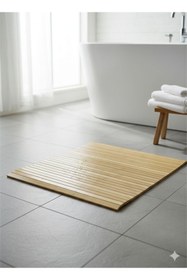 Resim Myplas Ahşap Kaydırmaz Banyo Paspası Matı 45x70 
