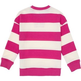 Resim U.S. Polo Assn. Kız Çocuk Pembe Çizgili Bisiklet Yaka Sweatshirt 50317898-VR041 