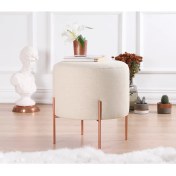 Resim Lorence Home Copper Puf Yuvarlak Krem 