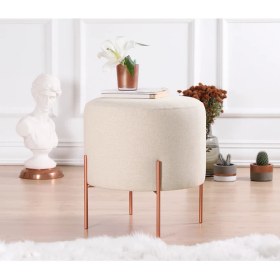 Resim Lorence Home Copper Puf Yuvarlak Krem 