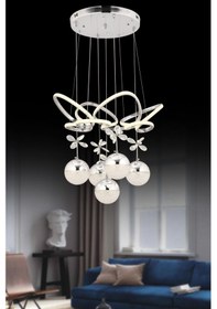 Resim Lotus Krom 5 Toplu Lüks Avize Krom 