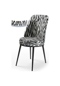 Resim Canisa Concept Dexa Serisi, Üst Kalite Yemek Odası Sandalyesi, Metal Siyah Iskeletli, 4 Adet Zebra Desen Sandalye Zebra Desen Sandalye 