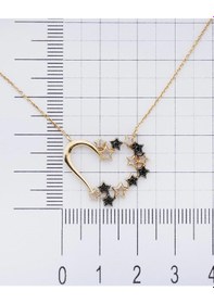 Resim Siyah Pırlanta Kalbimin Yıldızı Kolye Rose Gold 