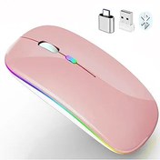 Resim Led Bluetooth Fare iPad Pro iPad Air Şarj Edilebilir Bluetooth Kablosuz Fare MacBook Pro MacBook Air Laptop Chromebook Windows Notebook MacBook HP PC DELL için (LED Pembe Altın) 