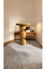 Resim Simillo Home&Living Wooden Ahşap Tekli Mantar Yan Sehpa Modern Tütün Renk Fiskos 