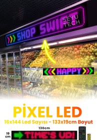 Resim SEYUTECH Pixel Led Panel Dijital Ekran Yazı ve Animasyon Eklenebilen Telefon Kontrollü Yapışkanlı 16*144 Led 