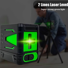 Resim Profesyonel Sınıf 2 Çizgili Lazer Terazisi, Kendiliğinden Hizalama, Yeşil Işın ve Eğim Uyarısı - Parlaklık Ayarlı Ağır Hizmet Tipi İnşaat Ölçüm Cihazı, Ev, Ticari, Endüstriyel Projeler - Tesisatçılar, Müteahhitler İçin İdeal - Pille Çalışır 