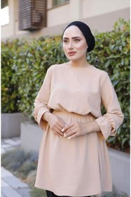 Resim YILMAZBARMAZ Kadın Bel Büzgü Detaylı Ayrobin Tunik 