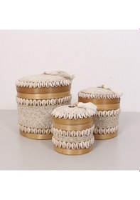 Resim Bali Boncuklu Bambu Saklama Kutusu L 20x23 Cm 