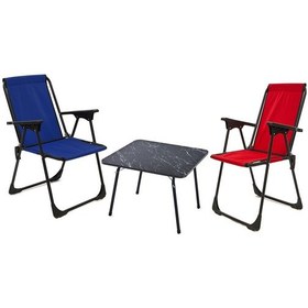 Resim Exent 45x60 Katlanır Masa + 2 Adet Kamp Sandalyesi, Çift Dikişli 120 Kg Kapasiteli-kır-lac-mer Çok Renkli 