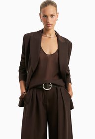Resim Dropped Waist Double Breasted Blaze Oversize Kadın Ceket - Kahverengi / L 