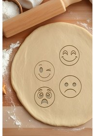 Resim Emojiler Kurabiye Kalıbı, Hamur Şekillendirici, Bisküvi Kalıbı, Kolay Kesim Ucu Beyaz 