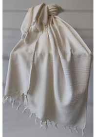 Resim %100 Pamuk Havlu Peştemal 90x175cm - Plaj & Havuz Havlusu Ekru 