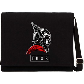 Resim Thor Ragnarok Siyah Kanvas Postacı Çantası - Siyah 