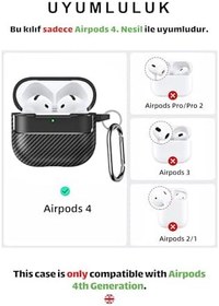 Resim AirPods 4. Nesil Uyumlu Karbon Fiber Hybrid Polymer Technology Premium Kulaklık Kılıfı (Siyah) 