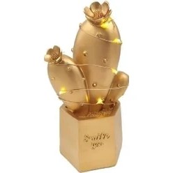 Resim Bfs LED Işıklı Sevimli Kaktüs Dekoratif Masa Lambası Mini Biblo Gece Lambası Gold 