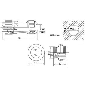 Resim SD28 5 Pin 28mm Su Geçirmez Konnektör Takımı - Panel Tipi 