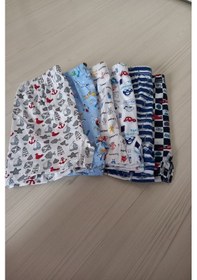 Resim Erkek Çocuk Beyaz Empirme Desenli Boxer 6'lı Beyaz 