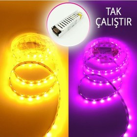 Resim Sunlight 3 Çip 60L 12V 5M Trafo Fişli Tak Çalıştır Gün Işığı Şerit Led 