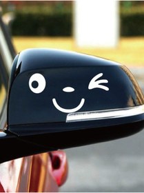Resim Genel Markalar Sevimli Gülen İkonometre Oto Dikiz Aynası özel yeni kaliteli Kaliteli Sticker Beyaz 15*14 Cm 