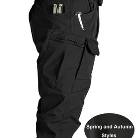 Resim Erkekler için Taktiksel Kargo Pantolon - Çoklu Kullanışlı Cepler (Bacak Kayışı/Yan Cep), Yumuşak Esnek Kumaş, Kemersiz Tasarım, Outdoor, Hiking, Kampçılık, İş İçin - Her Şey Dahil Çalışma Pantolonu, Taktiksel Kamp Ekipmanı, Tek Renk Desenli, Esnek İş Giyimi 