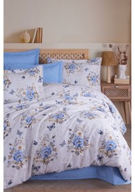 Resim Çift Kişilik Nevresim Takımı Pamuklu Mavi Kelebek Mavi 
