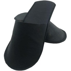 Resim PRİVATE 100 Çift Overloklu Siyah Tela Otel Terliği Tek Kullanımlık Kullan At 