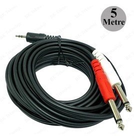 Resim BK Teknoloji 3.5mm 1/8" Trs - 2 x 6.35MM 1/4" Ts Mono Y Ayırıcı Kablo - 5 Metre 
