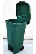 Resim POMSTORE Tekerlekli Pedallı Kapaklı Tutma Saplı Özel Çöp Konteyneri 120 Lt ( Yeşil ) Büyük Boy 