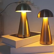Resim 3 Renkli LED Alüminyum Sanat Mantar Gece Lambası, Dokunmatik Parlaklık Ayarı, USB Şarj Edilebilir, Taşınabilir Karartılabilir Masa Lambası, Ev Dekorasyonu için Uygun, Yatak Başı veya Masaüstü, Mükemmel Tatil Hediyesi 