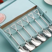 Resim Çelik Kürek Şeklinde Tatlı Kaşığı - Kahve ve Dondurma İçin 2/4/6 Parça Set, Ev, Oteller ve Restoranlar İçin İdeal 