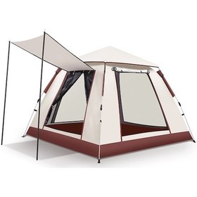 Resim 6 Kişilik Tam Otomatik Tenteli Kare Kamp Çadırı 240 240 160 Bej 
