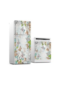 Resim Buzdolabı Ve Bulaşık Makinası Beyaz Eşya Sticker Kaplama 3d Çiçek Kelebek 