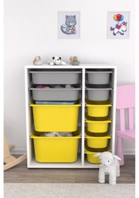 Resim Zen Çok Amaçlı Oyuncak Dolabı 10 Sepetli - Sarı Gri 2d2k6u Gri - Sarı 