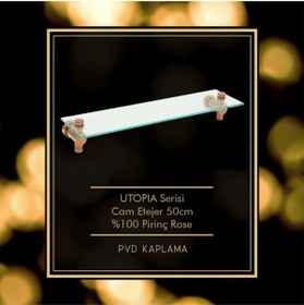 Resim Genel Markalar Utopic Serisi Pvd Cam Etajer %100 Pirinç 8503rr 