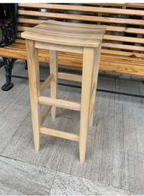 Resim Ahşap Çıtalı 60 Cm Bar Taburesi Naturel Kayın Renk Çok Renkli 