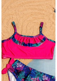 Resim Beniizle Desenli Kız Çocuk Bikini Takım Çiçek 