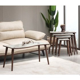 Resim Vovvahome Salsa 4lü Mdf Ahşap Zigon Sehpa Ve Orta Sehpa - Beyaz 