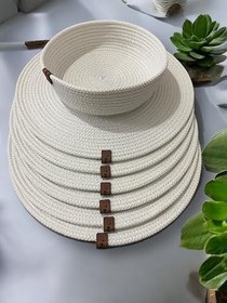 Resim Amerikan Servis Seti, 7 Parça, Beyaz, Dekoratif Lüx Tabak Altlığı 