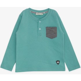 Resim Breeze Erkek Bebek Uzun Kollu Tişört Cepli Düğmeli Armalı 9 Ay-3 Yaş, Mint Yeşili-mint Yeşili Mint Yeşili 