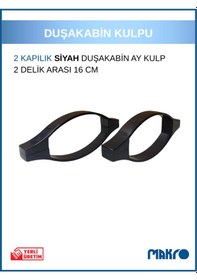 Resim Duşakabin Cam Kapı Ay Kulp 4 Adet Duşakabin Kolu Siyah Siyah 