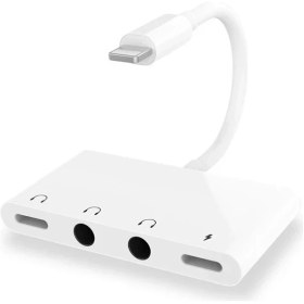 Resim Ally Iphone 14-13-12-11 4in1 Otg Ses Adaptörü Çift Dc 3.5mm JACK-(5775) 