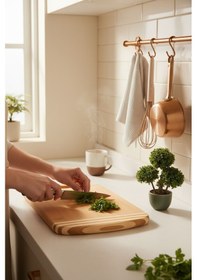 Resim Balsa Bambu Kesme Tahtası-şık Tasarım 24x34 Cm Tex183 Kahverengi 