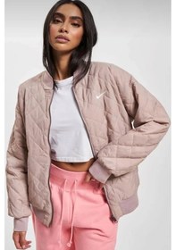 Resim Nike Reversible Synthetic Fill Versity Loose Fit Bomber Jacket Kadın Çift Taraflı Bol Kesim Ceket Bej Bej 