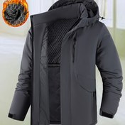 Resim Erkekler için Çıkarılabilir Kapüşonlu ve Kalın - Ağır Hizmet & Snowboard Ekipmanı, Bol Kesim Kışlık Mont, Fermuarlı Cepler, Elde Yıkanabilir - Buz Tırmanışı için Dolgulu Dış Giyim 