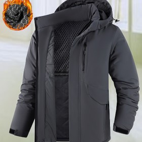 Resim Erkekler için Çıkarılabilir Kapüşonlu ve Kalın - Ağır Hizmet & Snowboard Ekipmanı, Bol Kesim Kışlık Mont, Fermuarlı Cepler, Elde Yıkanabilir - Buz Tırmanışı için Dolgulu Dış Giyim 