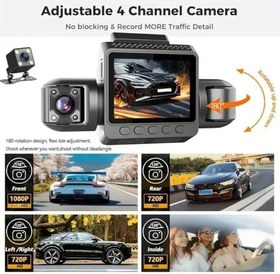 Resim 4 Kameralı Araç Kamera Sistemi - 1080P Dash Cam, Ön Arka İç Yan Kayıt, Gece Görüşlü Araç DVR, 360° Güvenlik ve Park Modu (WiFi & G-Sensor Destekli) 
